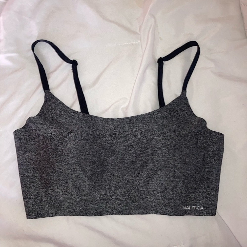 Nautica Gray Heather Crop Tank with Black Straps